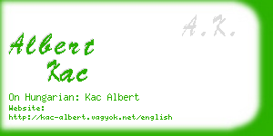 albert kac business card